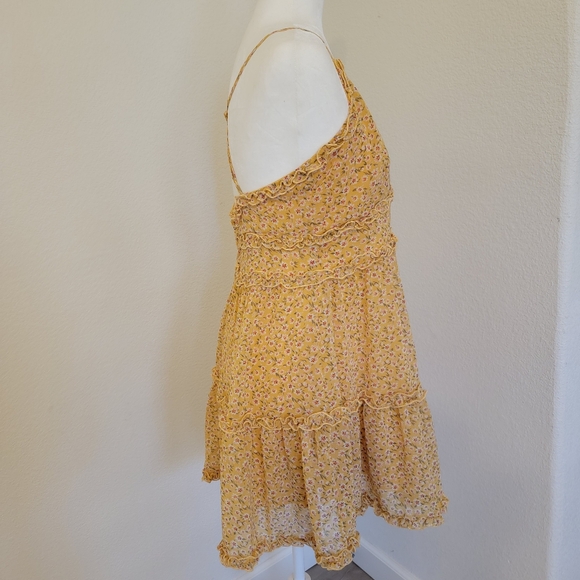 Trixxi Yellow Spaghetti Strap Mini Dress SZ L - Picture 4 of 9